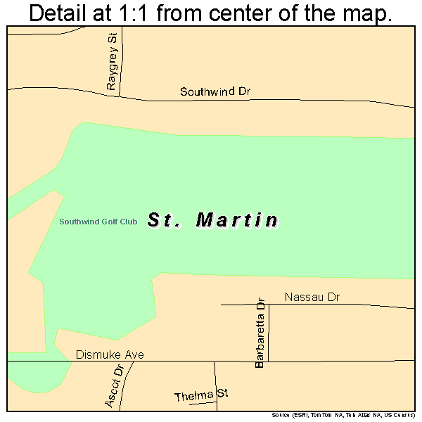 St. Martin, Mississippi road map detail