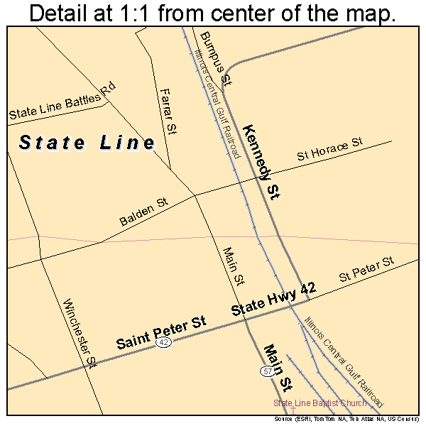 State Line, Mississippi road map detail