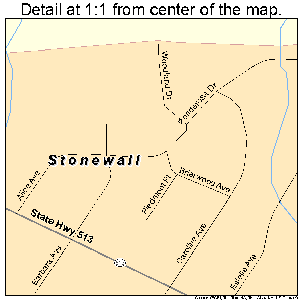 Stonewall, Mississippi road map detail