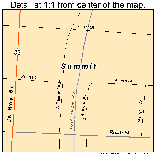 Summit, Mississippi road map detail