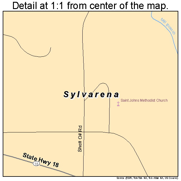 Sylvarena, Mississippi road map detail