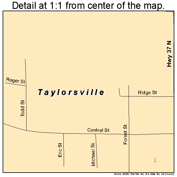 Taylorsville, Mississippi road map detail