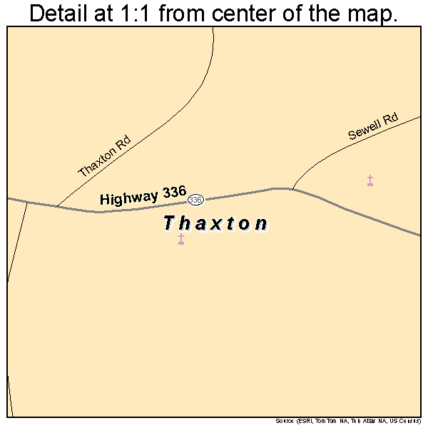 Thaxton, Mississippi road map detail