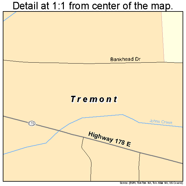 Tremont, Mississippi road map detail