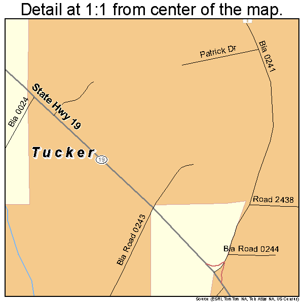 Tucker, Mississippi road map detail