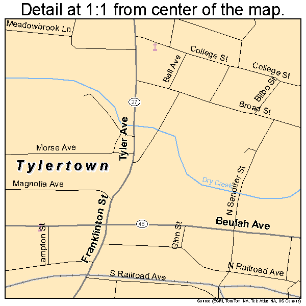 Tylertown, Mississippi road map detail