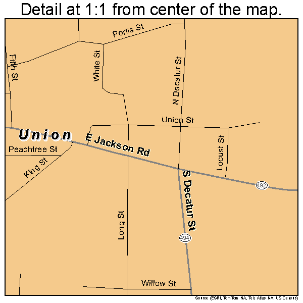 Union, Mississippi road map detail