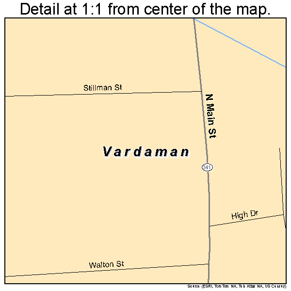 Vardaman, Mississippi road map detail