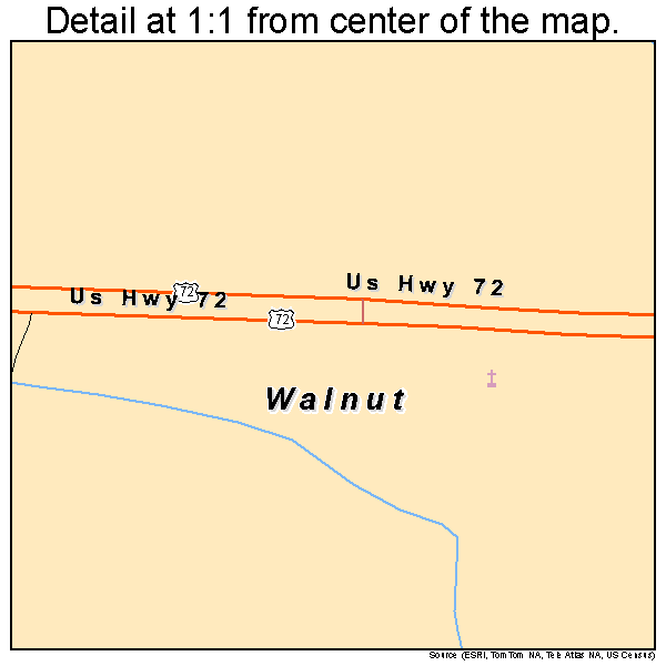 Walnut, Mississippi road map detail