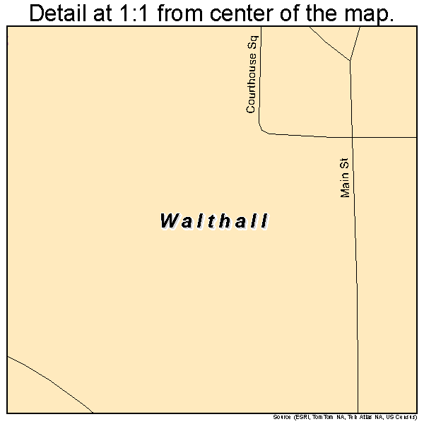 Walthall, Mississippi road map detail