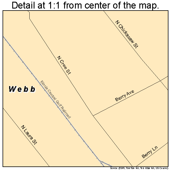Webb, Mississippi road map detail