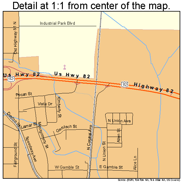 Winona, Mississippi road map detail