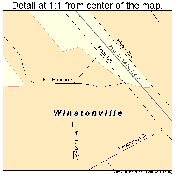 Winstonville, Mississippi road map detail