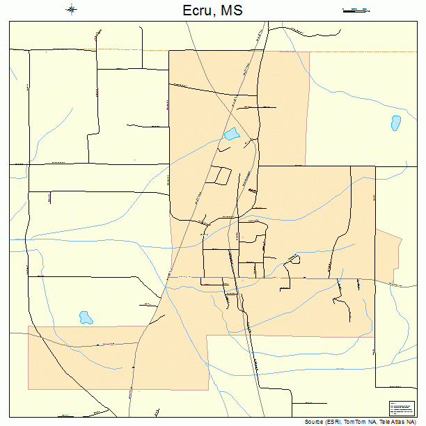 Ecru, MS street map