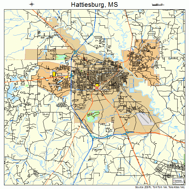Hattiesburg, MS street map