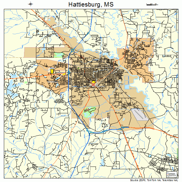 Hattiesburg Mississippi Street Map 2831020