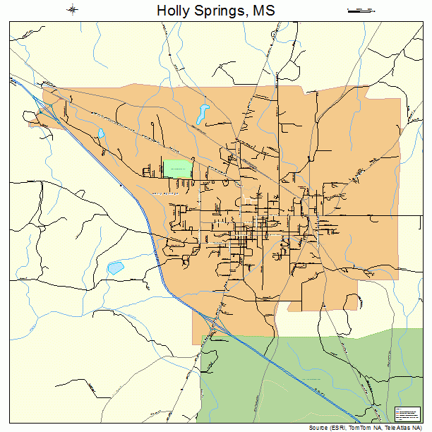 Holly Springs, MS street map