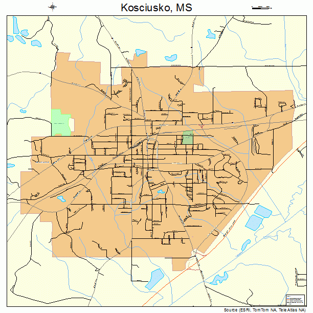 Kosciusko, MS street map