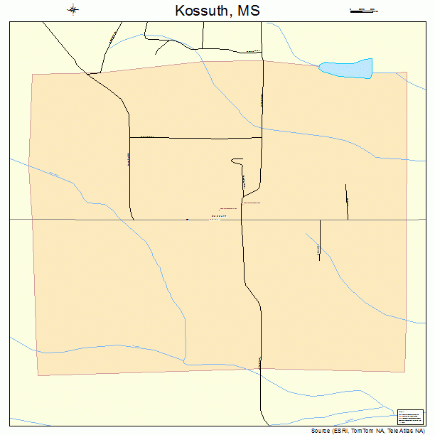 Kossuth, MS street map
