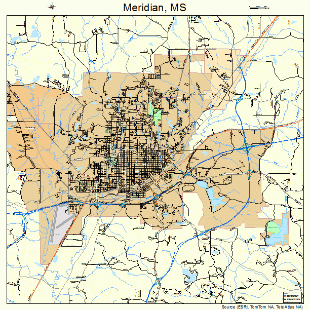 Meridian, MS street map