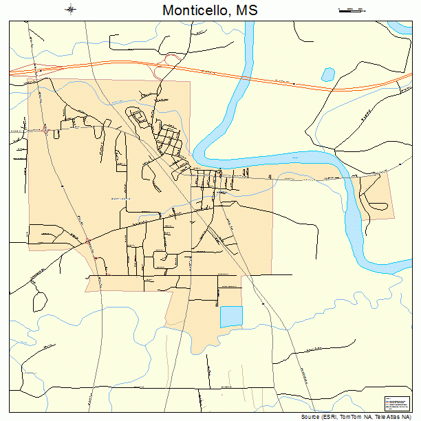 Monticello, MS street map