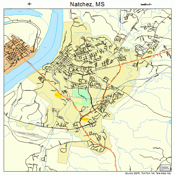 Natchez, MS street map