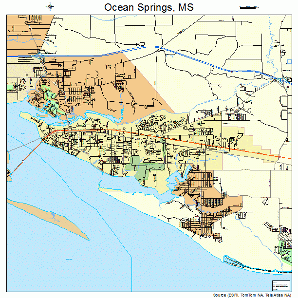 Ocean Springs Mississippi Street Map 2853520