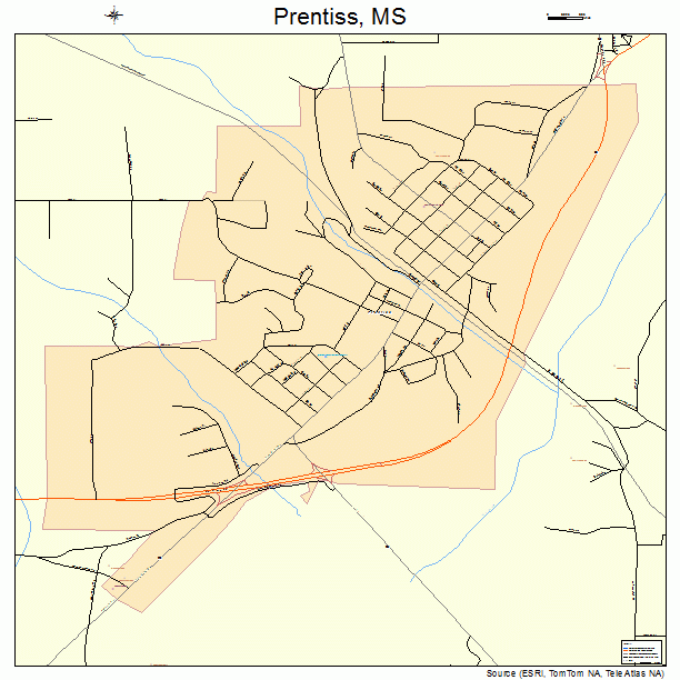 Prentiss, MS street map