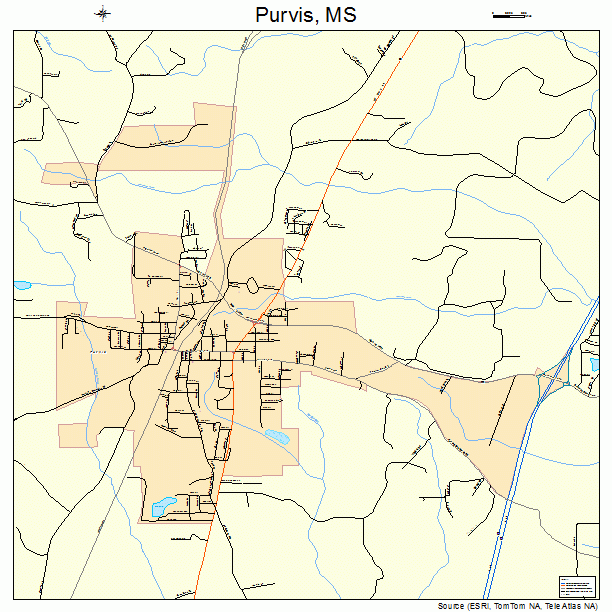 Purvis, MS street map