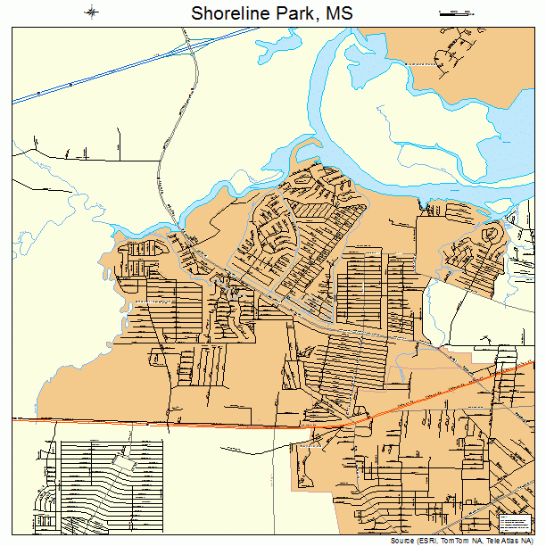 Shoreline Park, MS street map