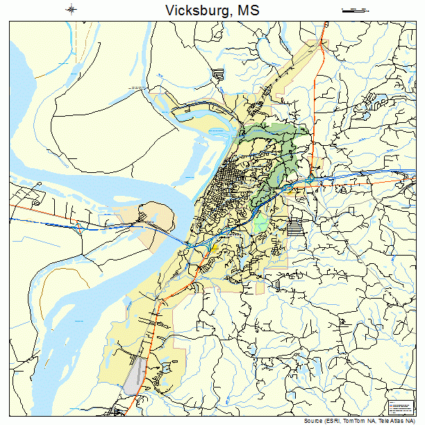 Vicksburg, MS street map