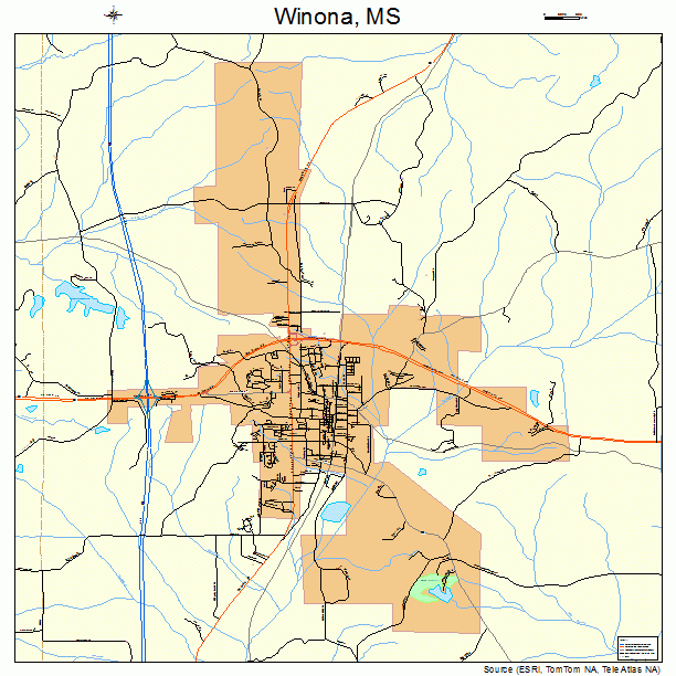 Winona, MS street map