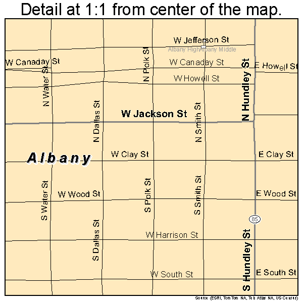 Albany, Missouri road map detail