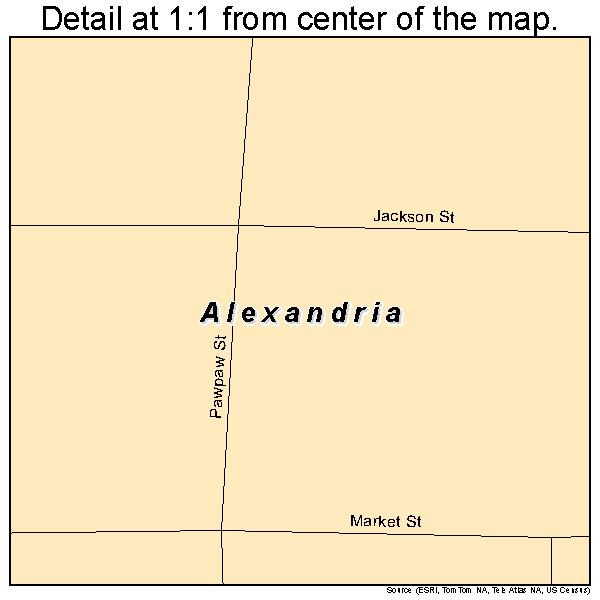 Alexandria, Missouri road map detail