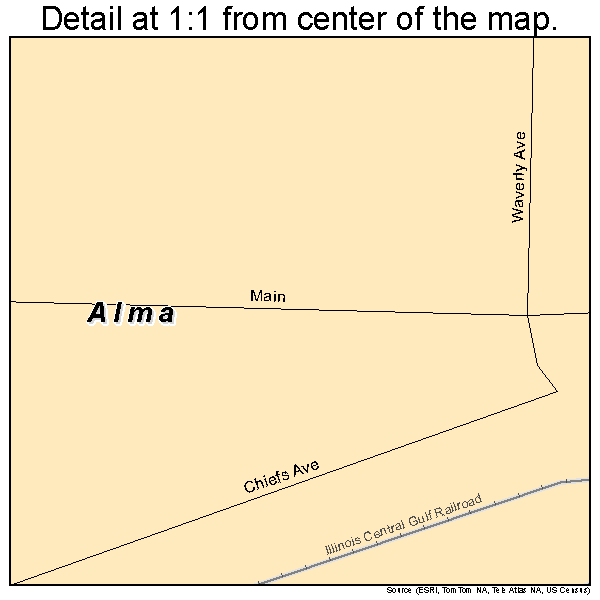 Alma, Missouri road map detail