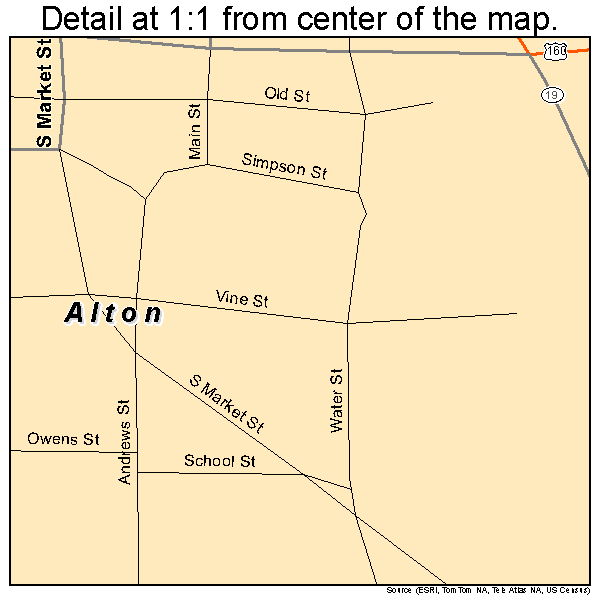 Alton, Missouri road map detail