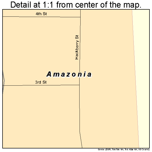 Amazonia, Missouri road map detail