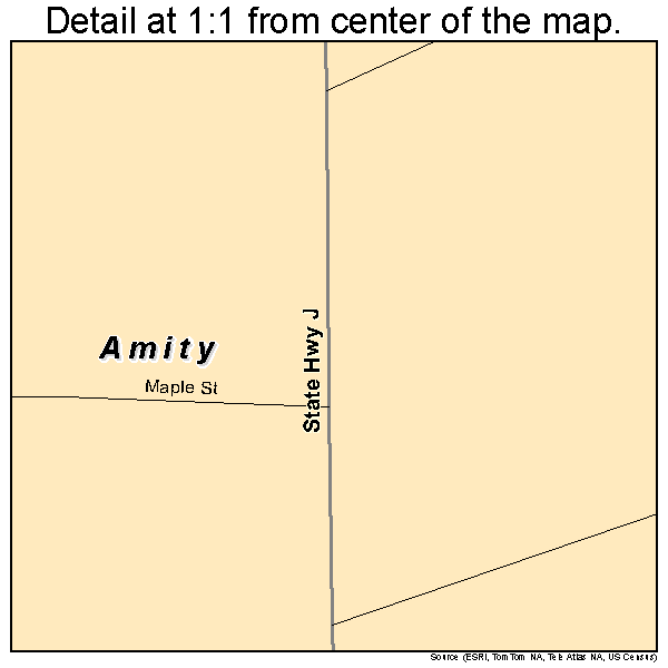 Amity, Missouri road map detail