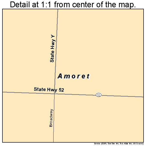 Amoret, Missouri road map detail