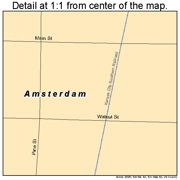 Amsterdam, Missouri road map detail