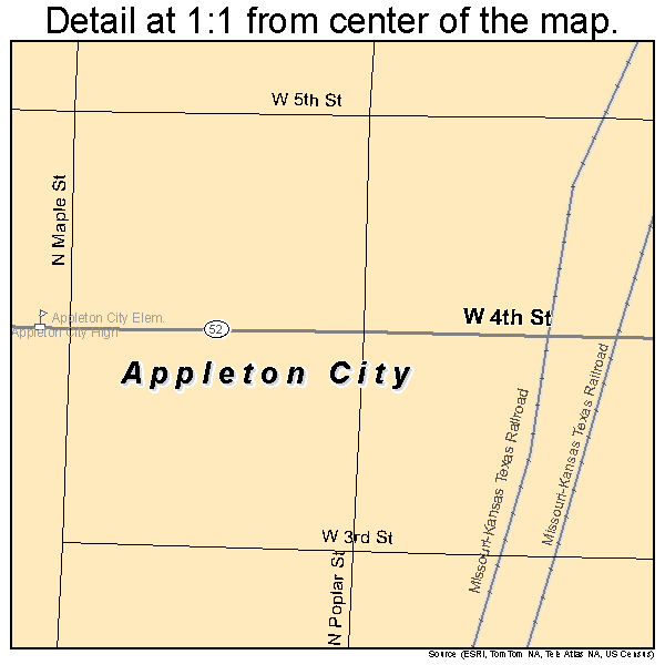 Appleton City, Missouri road map detail