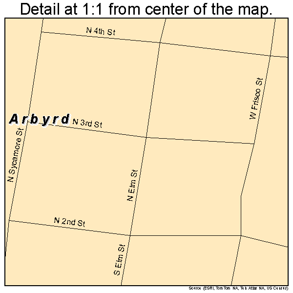 Arbyrd, Missouri road map detail