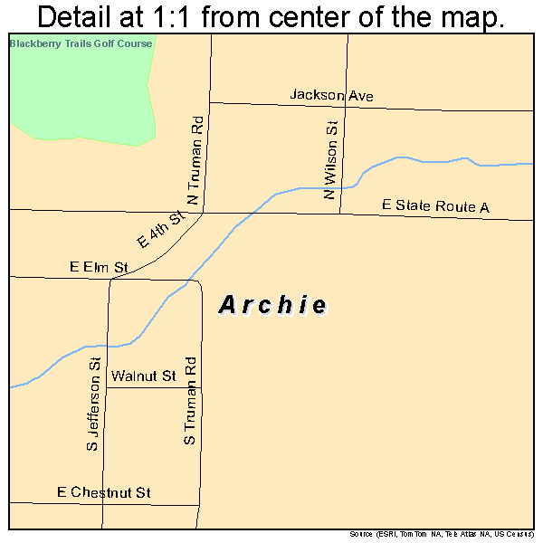 Archie, Missouri road map detail