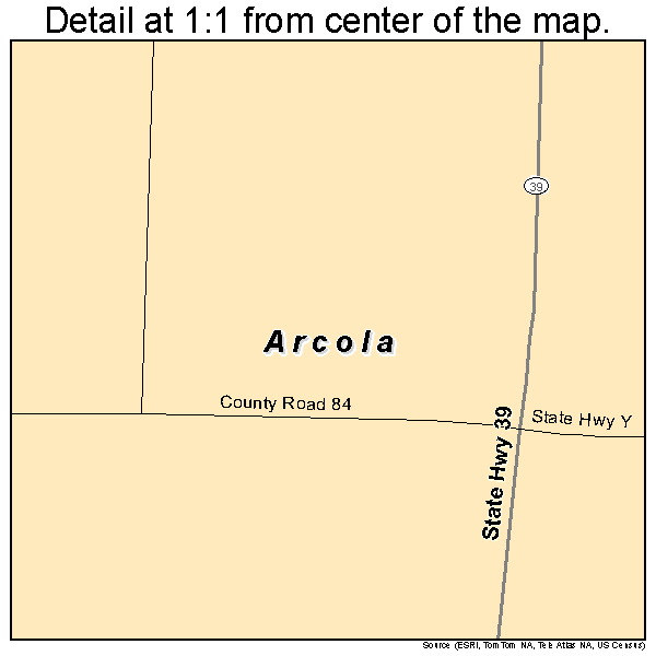 Arcola, Missouri road map detail