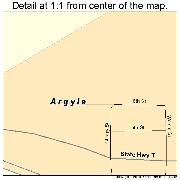 Argyle, Missouri road map detail