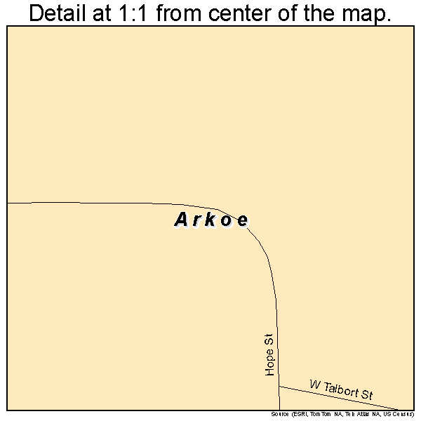 Arkoe, Missouri road map detail