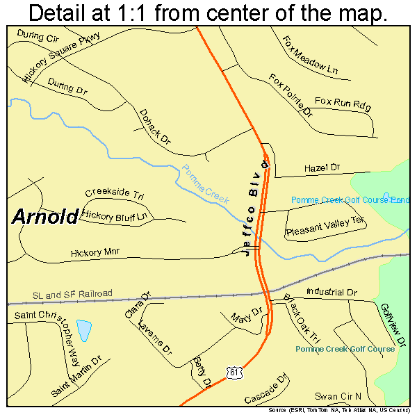 Arnold, Missouri road map detail
