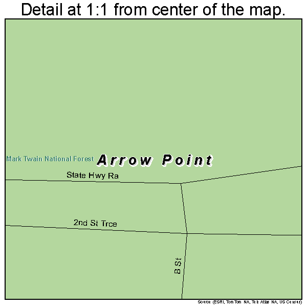 Arrow Point, Missouri road map detail