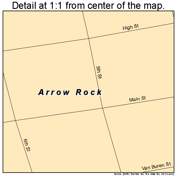 Arrow Rock, Missouri road map detail