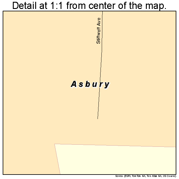 Asbury, Missouri road map detail